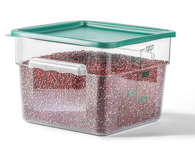 EGGKITPO 8 Pack 12 QT Food Storage Containers with Green Lids Hot Cold Resistant Stackable Square Commercial Container Set with Handle Scarle Commercial Kitchen service Business BPA-Free Polycarbonate